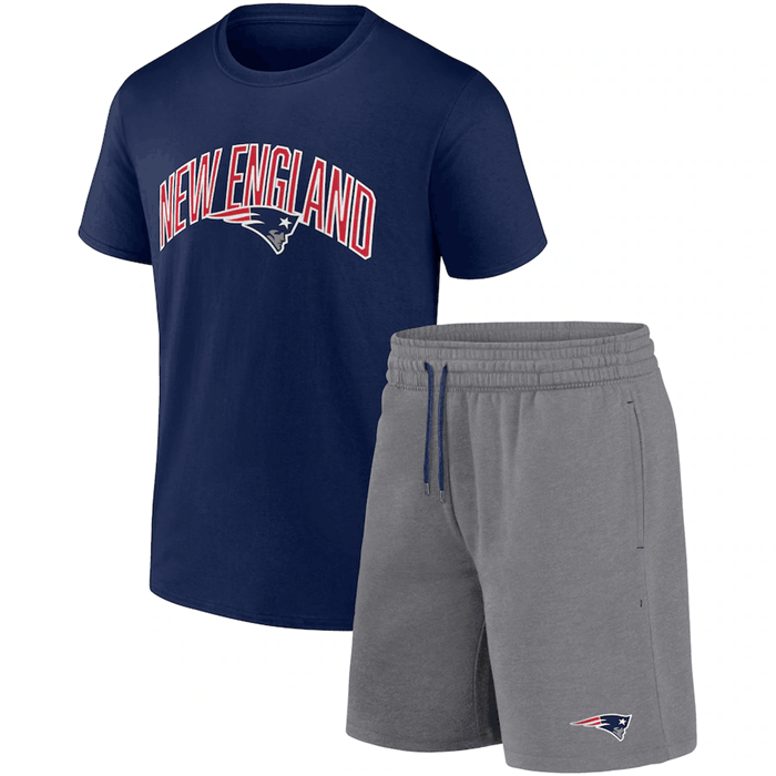 Men's New England Patriots Navy/Heather Gray Arch T-Shirt & Shorts Combo Set